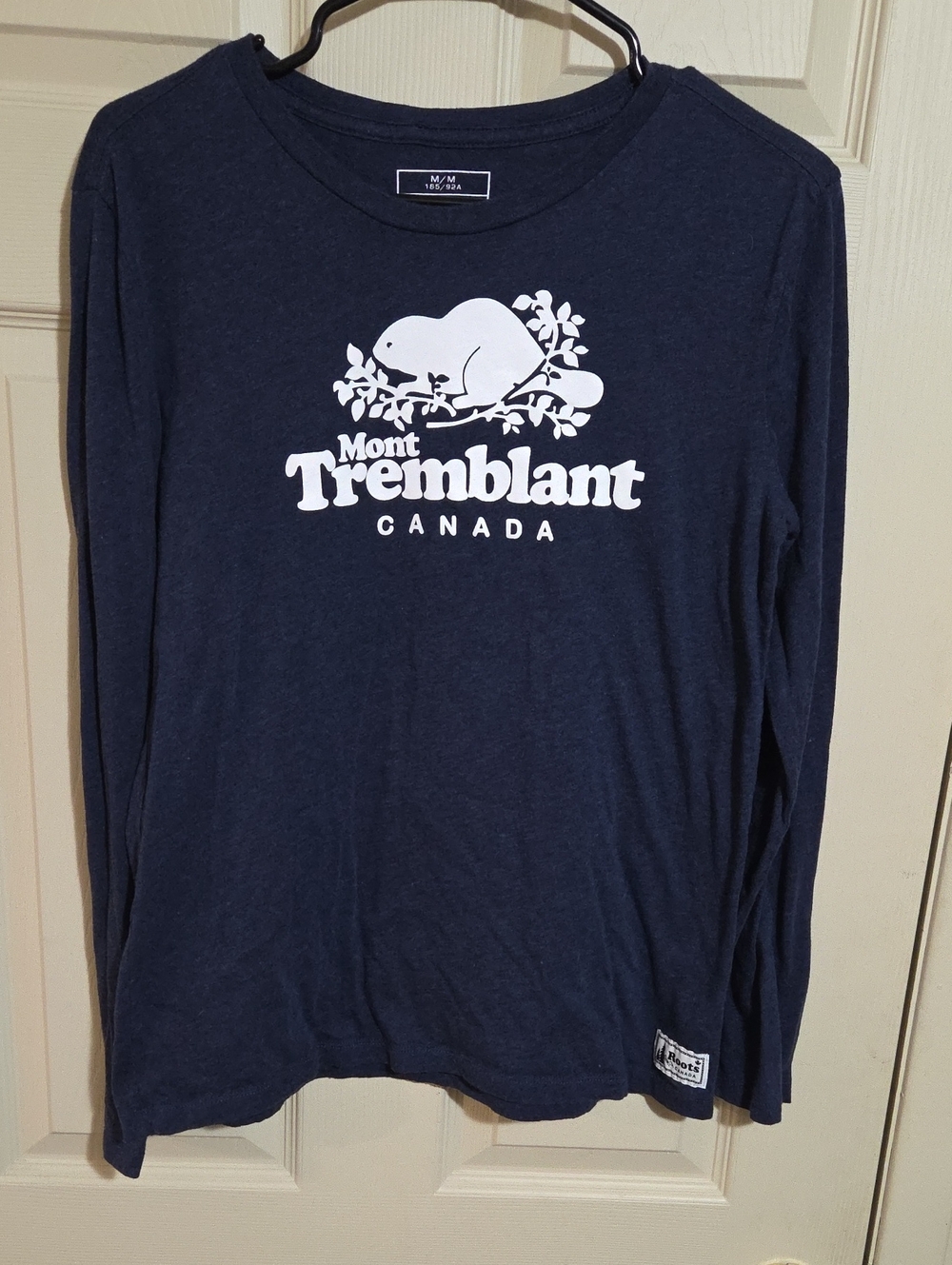 Roots Navy Crew Tee with Mont Tremblant Logo